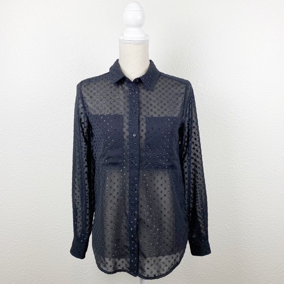 Zoe Karssen Tops - Zoe Karssen Polka Dot Swiss Dot Button Down Blouse